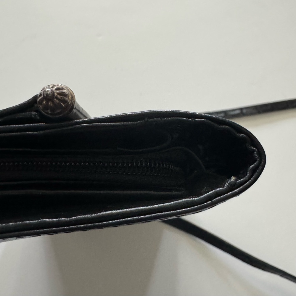 Vintage Brighton Black Croc-Embossed Leather Convertible Crossbody Clutch Wallet - Picture 7 of 11
